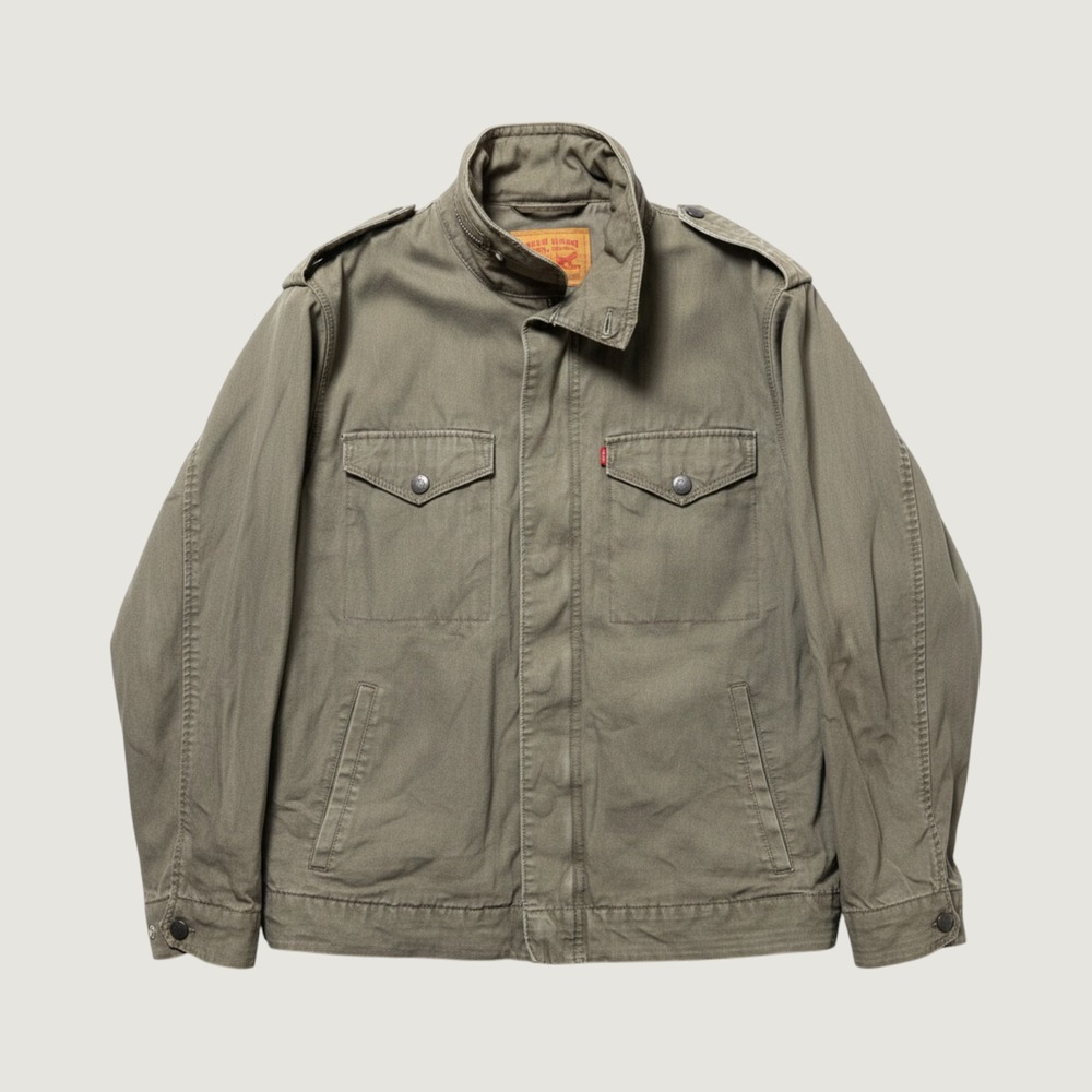 Levis Military Field Jacket Utility Coat Mens Olive Green Cotton Lg Relaxed Fit